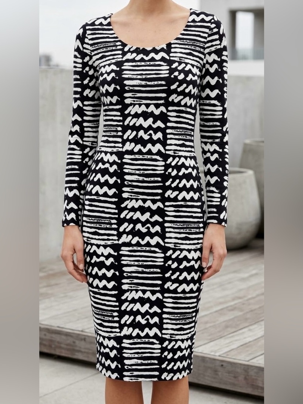 ASOS Tribal Print Black and White Midi Dress. Boho Chic, Minimalist
